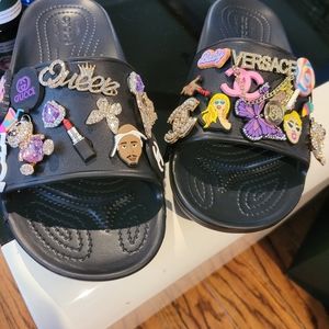 Size 10 croc slides with charms